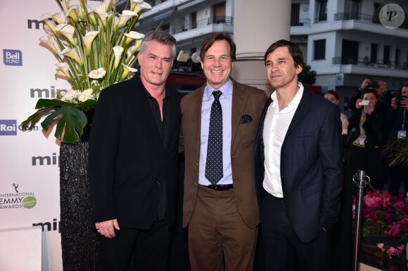 Les acteurs Ray Liotta, Bill Paxton et Olivier Martinez arrivent à la soirée d'ouverture du MIPTV à l'hôtel Majestic à Cannes le 13 avril 2015 dans le cadre du MIPTV 2015 qui se déroule au Palais des Festivals du 13 au 16 avril. 