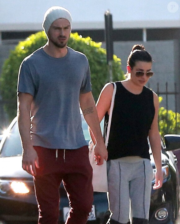 Exclusif - Lea Michele et son petit ami Matthew Paetz à la sortie d'un Spa à Los Angeles, le 8 mars 2015