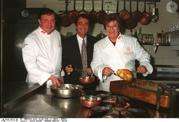 Alain Bleton, Bernard Montiel, Maïté à la soirée Monaco aide et présence, au Metropole palace, le 26 mars 1996  