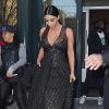Kim Kardashian quitte son appartement pour se rendre au Jazz at Lincoln Center, lieu du gala TIME 100. New York, le 21 avril 2015.