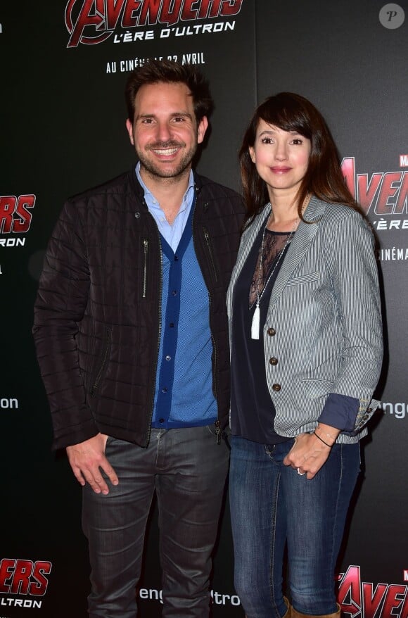 Christophe Michalak et sa femme Delphine McCarty - Avant-première du film "Avengers : L'ère d'Ultron" au cinéma UGC Normandie à Paris, le 21 avril 2015. 