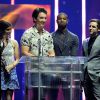 Les 4 Fantastiques Kate Mara, Miles Teller, Michael B. Jordan et Jamie Bell reçoivent le prix CinemaCon du meilleur cast aux CinemaCon Big Screen Achievement Awards 2015, au Caesars Palace. Las Vegas, le 23 avril 2015.