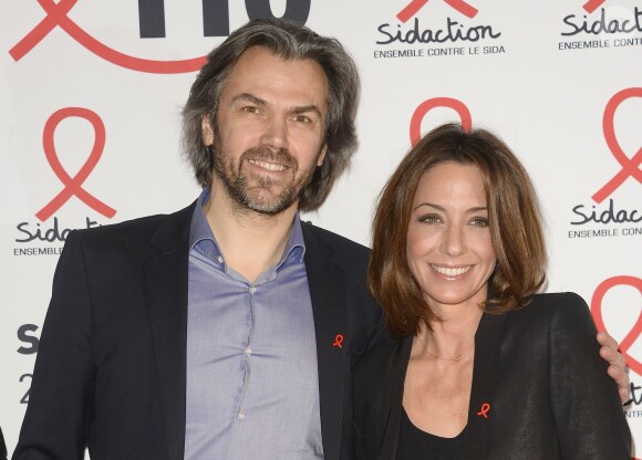 Aymeric Caron et Virginie Guilhaume - Soirée de lancement du "Sidaction 2015" au Musée du Quai Branly à Paris, le 2 mars 2015.