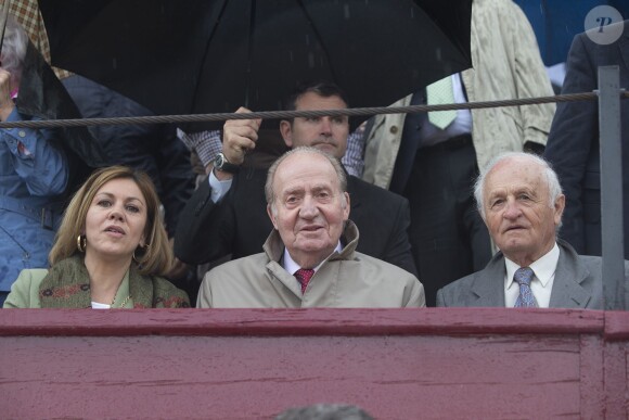 Le roi Juan Carlos Ier d'Espagne à une corrida à Guadalajara en Espagne le 11 avril 2015.