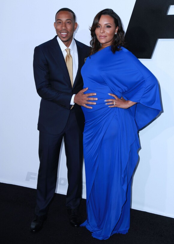 Ludacris et sa femme Eudoxie enceinte - Avant-première du film "Fast and Furious 7" à Hollywood, le 1er avril 2015. 