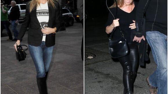 Jennifer Aniston, 46 ans : En slim cuir ou jean délavé, elle est au top !