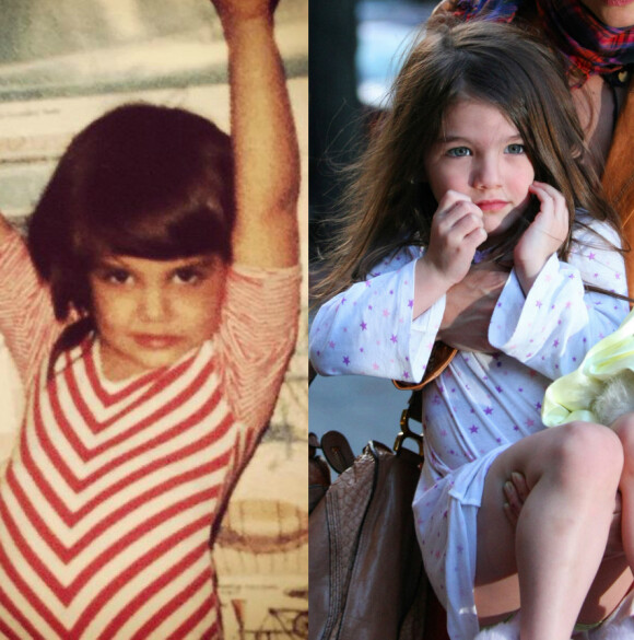 Montage : à gauche Katie Holmes à 6 ans et à droite Suri Cruise en 2010 (Best Image)