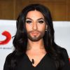 Conchita Wurst présente son nouvel album et son livre lors d'une conférence de presse à Berlin. Le 3 mars 2015