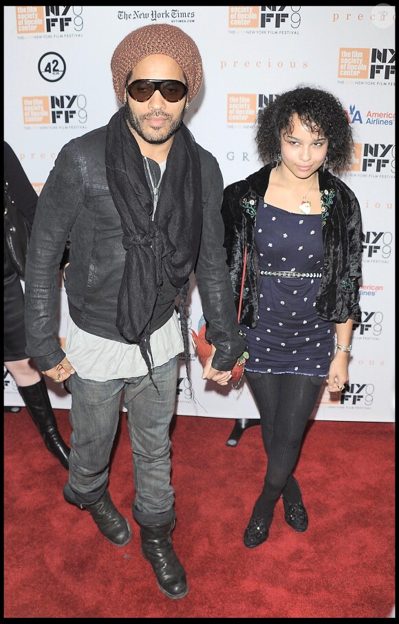 Lenny Kravitz et sa fille Zoë à la projection de Precious, à New York le 3 octobre 2009