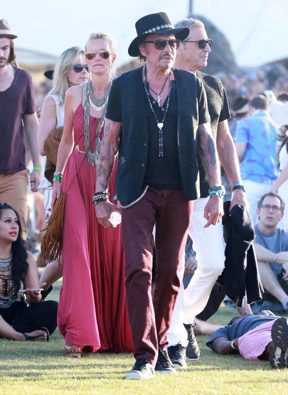 Johnny Hallyday et sa femme Laeticia Hallyday, fous d'amour, au 5 ème jour du Festival de "Coachella Valley Music and Arts" à Indio Le 18 avril 2015