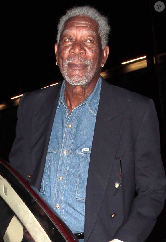 Morgan Freeman arrivant au restaurant Madeo à New York, le 13 août 2014.