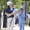Exclusif - Gwen Stefani et ses fils Apollo et Zuma vont à l'église à Los Angeles, le 10 mai 2015.