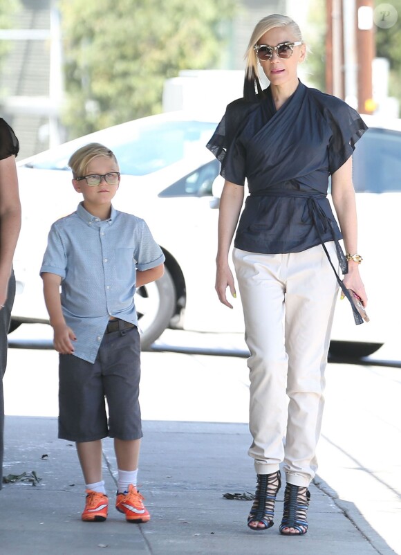 Exclusif - Gwen Stefani et son fils Zuma sont allés à la messe à Los Angeles, le 10 mai 2015.