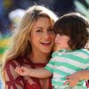 La chanteuse Shakira et son fils Milan lors de la finale de la coupe du monde de la FIFA 2014 à Rio de Janeiro, le 13 juillet 2014