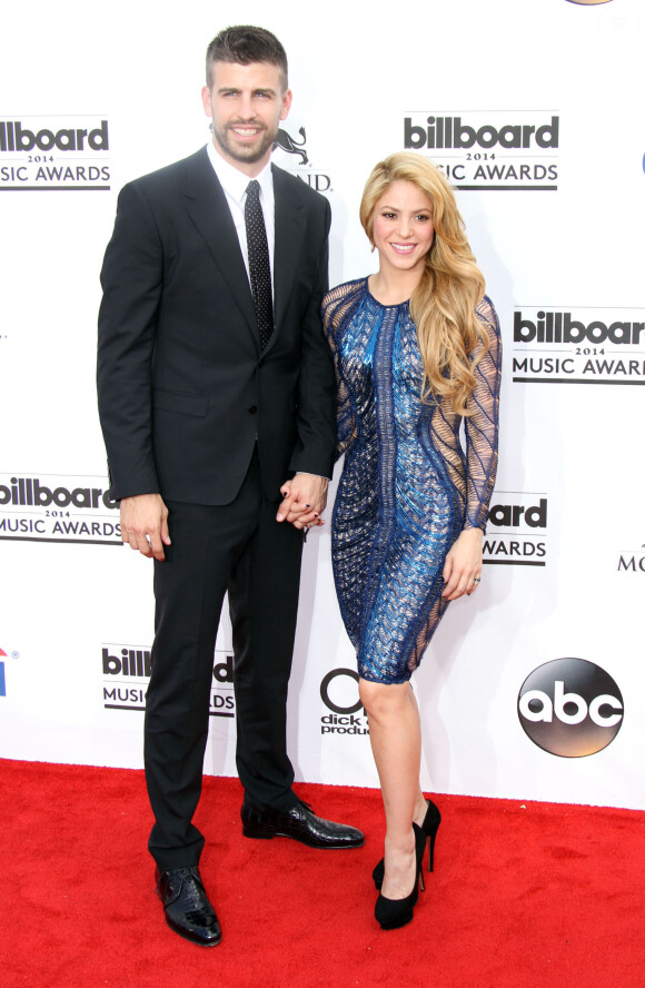 Gerard Pique et sa compagne la chanteuse Shakira - Photocall à l'occasion de la cérémonie des Billboard Music Awards 2014 à Las Vegas le 18 mai 2014 