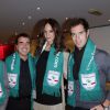EXCLUSIF - Arnaud Lagardère, son épouse Jade Foret et Richard Gasquet à l'occasion du rassemblement des Gourmets du Stade avec la rencontre France-Espagne à Levallois-Perret le 16 octobre 2012