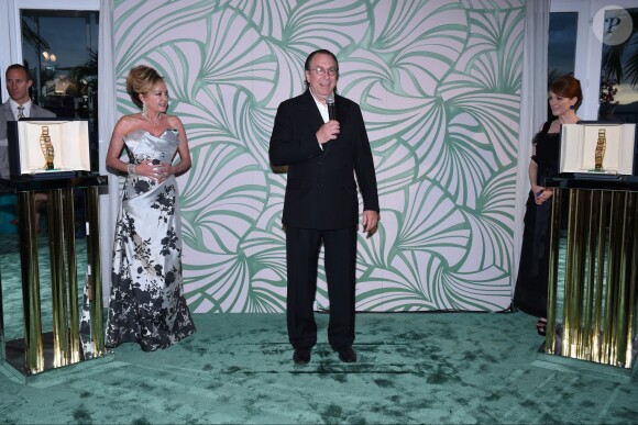 Exclusif - Caroline Scheufele, Steven Gaydos et Julianne Moore - Soirée de la remise du trophée Chopard sur la terrasse de l'hôtel Martinez à Cannes, le 15 mai 2015.