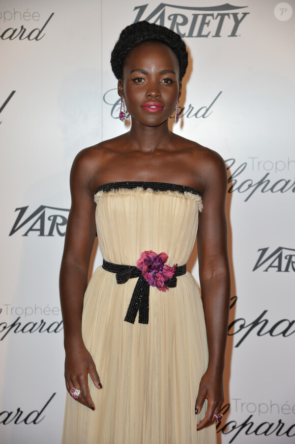Exclusif - Lupita Nyong'o (robe Gucci) - Soirée de la remise du trophée Chopard sur la terrasse de l'hôtel Martinez à Cannes, le 15 mai 2015.