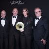 Pierre Lescure, François-Henri Pinault, la lauréate Megan Ellison et Thierry Frémaux - Remise du Prix Kering "Women in Motion" au Suquet lors du 68e Festival international du film de Cannes le 17 mai 2015