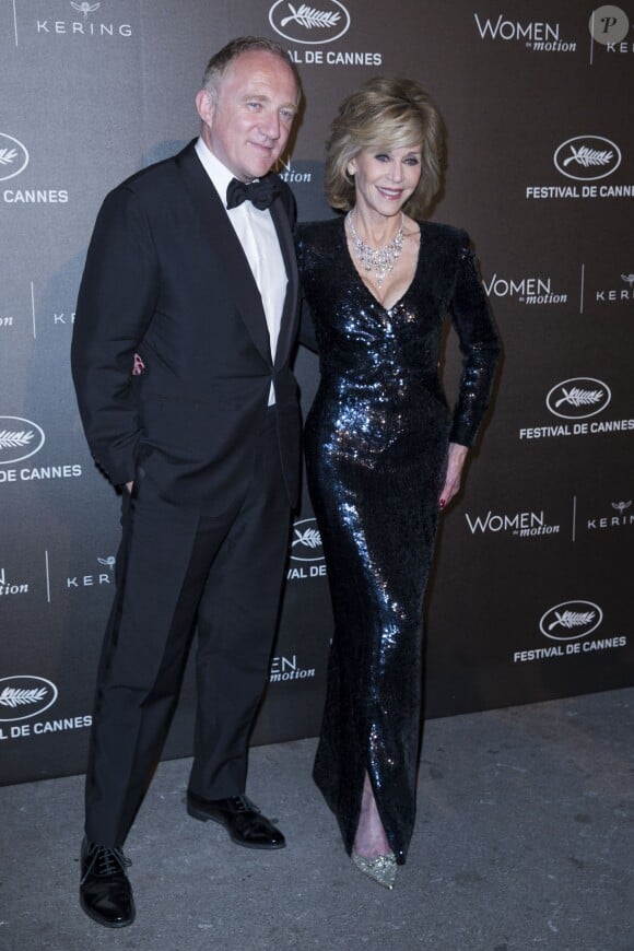 François-Henri Pinault et Jane Fonda - Remise du Prix Kering "Women in Motion" au Suquet lors du 68e Festival international du film de Cannes le 17 mai 2015