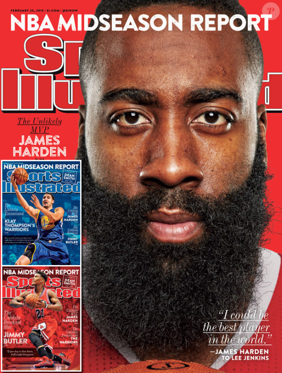 Le basketteur James Harden (Houston Rockets) en couverture du magazine Sports Illustrated. Février 2015.
