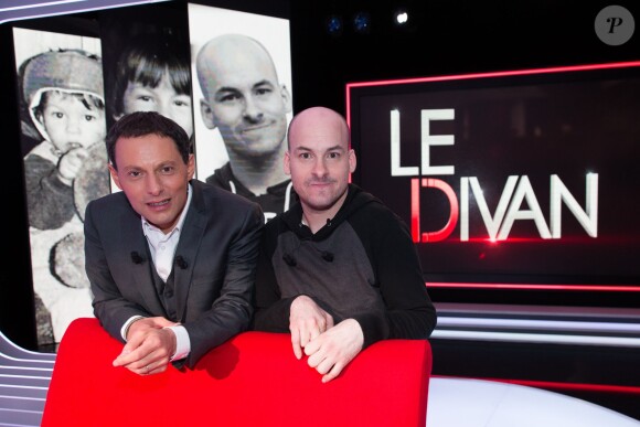 Exclusif - Enregistrement de Le Divan présentée par Marc-Olivier Fogiel, avec l'écrivain et philosophe Alexandre Jollien en invité, le 24 avril 2015.