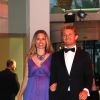 Nico Rosberg et sa femme Vivian, enceinte de leur premier enfant, lors du gala de clôture du 73e Grand Prix de Monaco, remporté par le pilote allemand, le 24 mai 2015 au Sporting de Monte-Carlo.