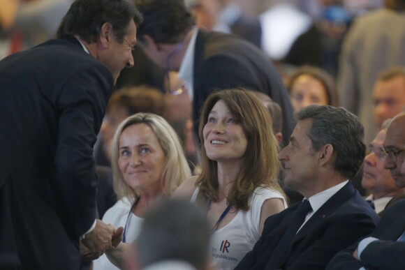 Christian Estrosi, Carla Bruni-Sarkozy, Nicolas Sarkozy - Congrès fondateur des Républicains au Paris Events Center de la Porte de la Villette, à Paris le 30 mai 2015.