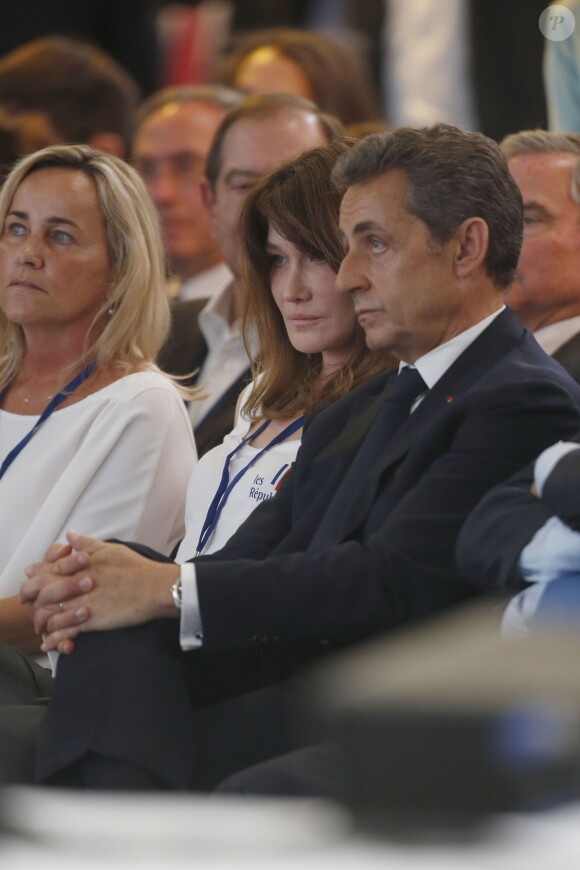 Carla Bruni-Sarkozy, Nicolas Sarkozy - Congrès fondateur des Républicains au Paris Events Center de la Porte de la Villette, à Paris le 30 mai 2015. 