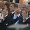 Carla Bruni Sarkozy, Nicolas Sarkozy, Jean Pierre Raffarin, Christian Estrosi - Congrès fondateur des Républicains au Paris Events Center de la Porte de la Villette, à Paris le 30 mai 2015. 