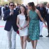 Gad Elmaleh et Charlotte Casiraghi avec la princesse Alexandra de Hanovre à la soirée pour l'inauguration du nouveau Yacht Club de Monaco, sur le Port Hercule, le 20 juin 2014.