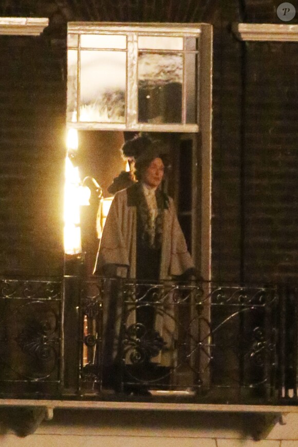 Meryl Streep sur le tournage de " Suffragette" à Londres le 24 mars 2014.