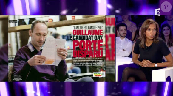Karine Le Marchand pousse un coup de gueule contre VSD qui déclarait que Guillaume, candidat de L'amour est dans le pré (M6) était porté disparu. Emission On n'est pas couché sur France 2, diffusée le 6 juin 2015.