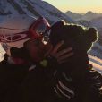 Marine Lorphelin et son petit ami Zack Dugong amoureux en haut des pistes, le 9 février 2015