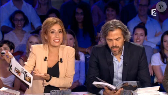 Léa Salamé et Aymeric Caron, dans On n'est pas couché sur France 2, le samedi 13 juin 2015.