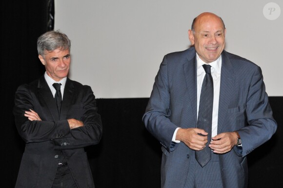 Exclusif - Cyril Viguier et Jean-Marie Le Guen, lors de la projection du documentaire Jean-Pierre Raffarin : l'autre force tranquille (par Cyril Viguier) à l'hôtel de Clermont, Paris le 15 juin 2015.