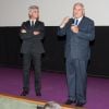 Exclusif - Cyril Viguier et Jean-Pierre Raffarin, lors de la projection du documentaire Jean-Pierre Raffarin : l'autre force tranquille (par Cyril Viguier) à l'hôtel de Clermont, Paris le 15 juin 2015.