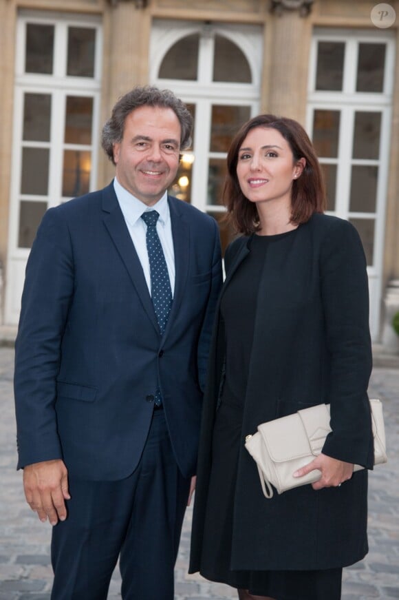 Exclusif - Luc Chatel et sa compagne Mahnaz Hatami, lors de la projection du documentaire Jean-Pierre Raffarin : l'autre force tranquille (par Cyril Viguier) à l'hôtel de Clermont, Paris le 15 juin 2015.