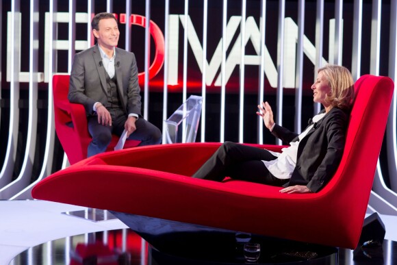 Exclusif - Enregistrement de l'émission Le Divan présentée par Marc-Olivier Fogiel avec son amie Claire Chazal en invitée, le 23 mai 2015.