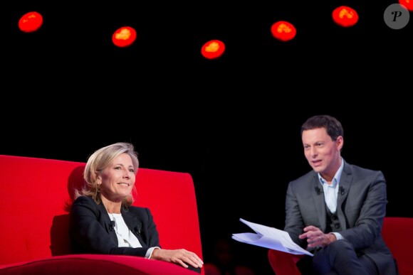 Exclusif - Enregistrement de l'émission Le Divan présentée par Marc-Olivier Fogiel avec Claire Chazal en invitée, le 23 mai 2015.