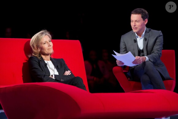 Exclusif - Enregistrement de l'émission Le Divan présentée par Marc-Olivier Fogiel avec Claire Chazal en invitée, le 23 mai 2015.