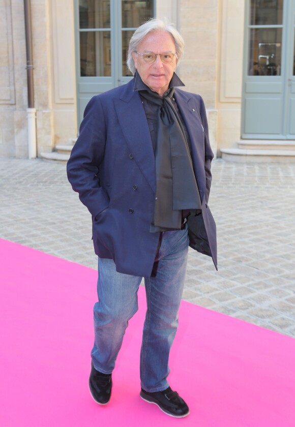 Diego Della Valle (PDG de Tod's) lors du défilé Schiaparelli (collection haute couture automne-hiver 2015-2016) à l'hôtel d'Evreux. Paris, le 6 juillet 2015.