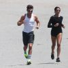 Exclusif - No web - No blog - Zac Efron et sa petite amie Sami Miro font un jogging sur la plage de Tybee Island en Georgie, le 3 mai 2015.  