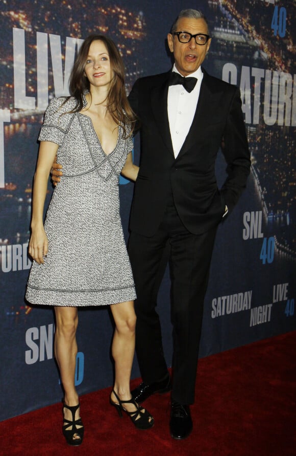Jeff Goldblum et sa femme Emilie Livingston enceinte - Gala d'anniversaire des 40 ans de Saturday Night Live (SNL) à New York, le 15 février 2015. 