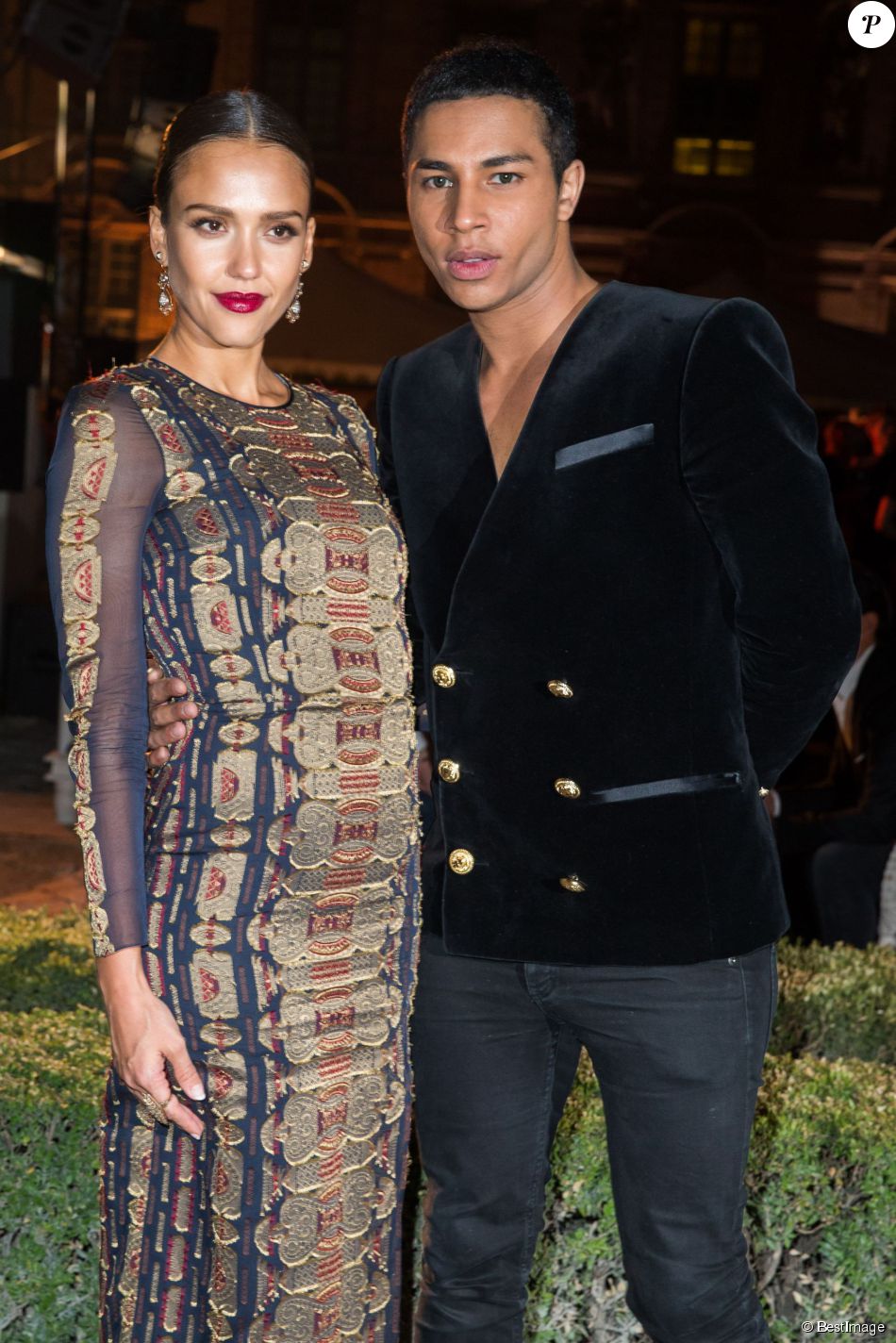 Jessica Alba et le styliste de Balmain, Olivier Rousteing - Soirée pour