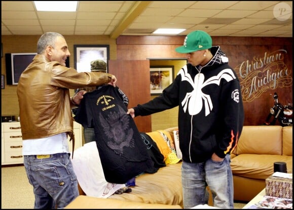 Christian Audigier et Chris Brown à Los Angeles. Février 2007.