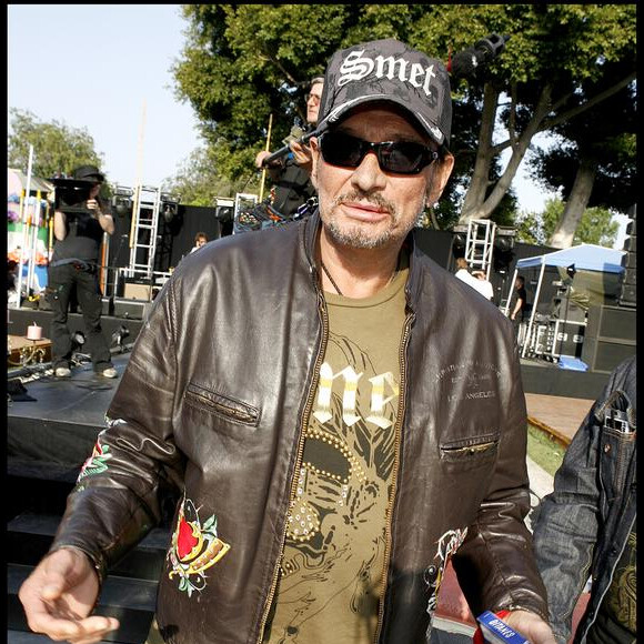 JOHNNY HALLYDAY REPETE LE CONCERT QU'IL DONNERA EN L'HONNEUR DE L'ANNIVERSAIRE DE SON AMI CHRISTIAN AUDIGIER (49 ANS), LE DESIGNER QUI A LANCE VAN DUTCH ET QUI REGNE AUJOURD'HUI SUR LES MARQUES "ED HARDY", "CHRISTIAN AUDIGIER", ET "SMET" DONT JOHNNY HALLYDAY EST PARTENAIRE 25/05/2007 - LOS ANGELES