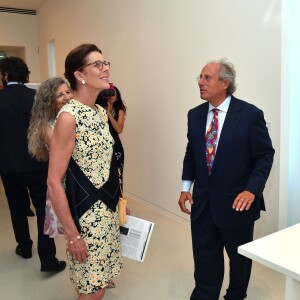 Exclusif - La princesse Caroline de Hanovre participait le 7 juillet 2015 au vernissage de la rétrospective organisée à la Villa Paloma (Nouveau Musée National de Monaco) consacrée au sculpteur et peintre italien Fausto Melotti. Son fils Andrea Casiraghi, avec son épouse Tatiana Santo Domingo, y prenaient également part.