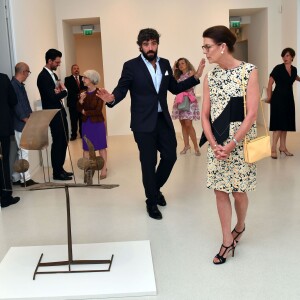 Exclusif - La princesse Caroline de Hanovre participait le 7 juillet 2015 au vernissage de la rétrospective organisée à la Villa Paloma (Nouveau Musée National de Monaco) consacrée au sculpteur et peintre italien Fausto Melotti. Son fils Andrea Casiraghi, avec son épouse Tatiana Santo Domingo, y prenaient également part.