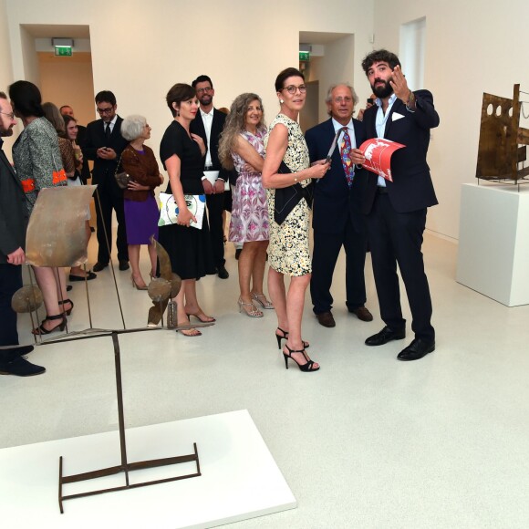 Exclusif - La princesse Caroline de Hanovre participait le 7 juillet 2015 au vernissage de la rétrospective organisée à la Villa Paloma (Nouveau Musée National de Monaco) consacrée au sculpteur et peintre italien Fausto Melotti. Son fils Andrea Casiraghi, avec son épouse Tatiana Santo Domingo, y prenaient également part.